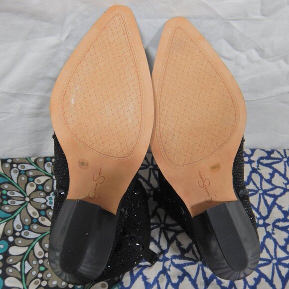 Jessica Simpson "Zellya" Short Black Rhinestone Slouch Western Boots - Picture 9 of 15